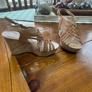Women's Tan Cork Wedge Franco Sarto Sandals
